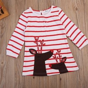 Reindeer Christmas dress A line girls NWT